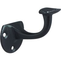 DENI Soporte pasamanos hierro fundido lacado negro placa pared 53mm soporte curvado - 5202 0000 20