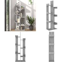 Bibliothèque 48x25,5x140 cm Sonoma gris Bois d'ingénierie - Bibliothèque Design - Bibliothèque Moderne - Bibliothèque Murale - Bibliothèque Salle À Vivre - Étagère Livre - Home & Living