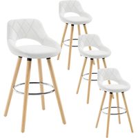 WOLTU Bar Stools Set of 4 Breakfast Counter Chairs Modern High Stools for Kitchen Home Bar Restaurant, White