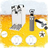 Komplett Set - Zapfanlage, Bierzapfanlage - Kontakt 40 2-leitig Trockenkühler, Durchlaufkühler 50 Liter/h, Green Line, Zapfkopf 2: Korb Zapfkopf: NC Adapter