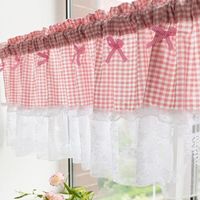 106x45cm Cafe Kitchen Curtains, Voile Drapes, Country House Style Bistro Curtain, Checkered Gingham
