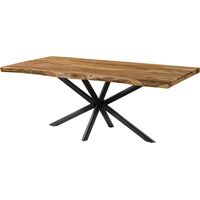 Tavolo da pranzo in legno di sheesham 200x100x76 sabbiato naturale / gambe incrociate antracite matt FREEFORM 5