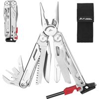 FLISSA Pince Multifonction en Acier Inoxydable 19 en 1, Couteau Multifonction avec Structure Autoverrouillée, Multitool Parfait pour Extérieur, Camping, Randonnée, Réparation Simple, Argent
