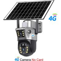 4G Solar Camera Dual Lenses Outdoor 8MP 4K Low Power Battery IP Camera PIR Night Vision V380 Pro CCTV Security Protection(No Card)