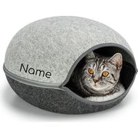 1 Maison pour Chats en Feutre, Niche Douillette avec Fermeture éclair, Coussin Lavable, Gris, Intérieur
