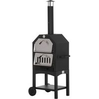 Forno per Pizza Barbecue a Carbonella, BBQ da Esterni/Giardino in Acciaio Inox con Termometro, 64x54x160cm