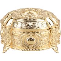 Coffret à bijoux métal design coque fleur ronde dorée, boîte de rangement pour bagues boucles d'oreilles, luxe innovant