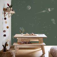 Papier peint panoramique Voyage dans l'espace 300 x 280cm Vert