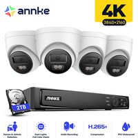 ANNKE 8CH CCTV Kit NVR 4×8MP Cameras Smart Dual Light Turret Camera Motion Detection Remote Access IP67 Security Surveillance Camera System - 2TB HDD