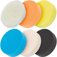 6er-Pack 5,6-Zoll-Polierpad 140 mm für 5-Zoll-Rückplatte – Schwamm- und Wollpads – Auto-Puffer-Polierset – Polierer, Politur und Wachs