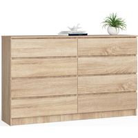 Cómoda AKORD K160 Roble Sonoma 160 cm 8 cajones frente en color Roble Sonoma 160x40x99 cm