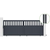 Schiebetor 3,7m SANTIS H.140cm graues Aluminium + 2 Pfosten 20x20cm H.166cm