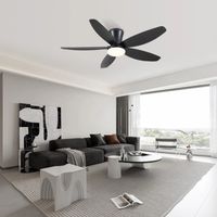 Kviflon ventilateur de plafond LED noir 122 cm, moteur DC silencieux