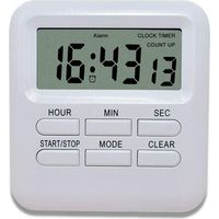 LAN Digitaler Timer mit Uhr-/Weckerfunktion 3 in 1, Magnetischer Küchentimer, Countdown-Stoppuhr-Timer, Zeitmanagement für Küche/Arbeit/Sport (1 Stück Weiß)