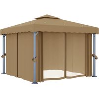 Tonnelle avec rideau 3x3 m Taupe Aluminium