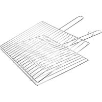 Grille de barbecue double 40 x 30 cm – Acier chromé – Poignées ergonomiques – Pour cuisson barbecue et fumoir – Ruecab
