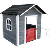 Casita Infantil de Madera Robincool 1,2 m² de 116x138x132 cm Diseño Abierto con Ventanas y Banco Exterior