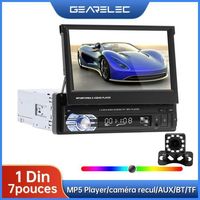 Autoradio 7 Pouces - GEARELEC - Écran Rétractable - Caméra de Recul - Bluetooth - AUX/USB/TF