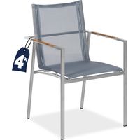 Stackable garden chairs set of 4 grey stainless steel