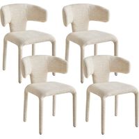 Wokaka Lot de 4 chaises de salle à manger ergonomiques - Accoudoirs confortables – Démontables - beige