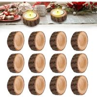 Bougeoir Bois, 12 Pièce Bougeoir, Décoration Personnalisée Photophore Bougie, Rétro Bougeoirs, Chandelier Bois Convient pour Halloween Noël Saint Valentin Décoration de Maison
