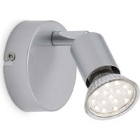Lampe LED spot murale BRILONER LEUCHTEN PICCO, 3 W, 250 lm, IP20, couleur titane, métal, incl., 1x GU10, Ø 8 cm