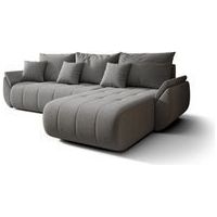 Canapé d’angle velours chenille convertible avec coffre NOVA angle droit-Marron foncé-angle droit