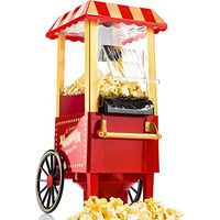 Machine à Pop-Corn - Appareil à Pop-Corn - Machine à Pop-Corn à Air Chaud Rapide - Sans Huile, sans Graisse - avec Tasse à Mesurer et Couvercle Supérieur Amovible - Revêtement Rouge Rétro