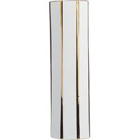 Beliani – Vase décoratif cylindrique en céramique blanche et dorée 40 cm – Design moderne et glamour – Support pour fleurs hautes