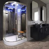 SS1200 Right Hand Offset steam Shower Cabin 1200 x 800 Mirror Glass