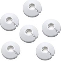 Set mit 6 Verbindungskappen, PP-Kunststoff, 13 mm Innendurchmesser, 45 mm Außendurchmesser, für Wandrohre, matte Oberfläche, weiß