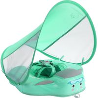 Non-Inflatable Baby Float with Canopy Infant Lying Swimming Ring Pool Swim Trainer for 3-24 Months B