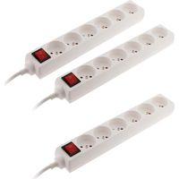 Lot de 3 blocs multiprise 6 prises 16A 2P+T interrupteur - blanc -