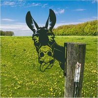 Adornos de jardín de burro de metal CHOYCLIT para cercas, decoraciones al aire libre, decoración de jardín de animales de burro para el hogar