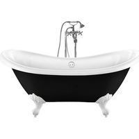 Freistehende Badewanne DARLINGTON schwarz Adlerfüße WEISS 175