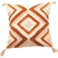 Baumwoll-Kissenbezug Schlafzimmer Weich Im Boho-Stil Mit Quasten Burnt Orange Und Dekorativ