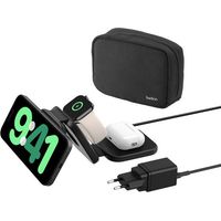 Belkin BoostCharge Pro Auriculares, Smartphone, Reloj inteligente Negro Corriente alterna, USB Cargador inalámbrico Carga rápida Interior