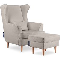 KONSIMO Klassische Sessel Gepolsterter und Sitzhocker "STRALIS", Beige, Stoff, Classic, 82x108x80 cm