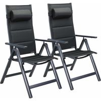 High back garden chairs set 2 pcs adjustable weatherproof