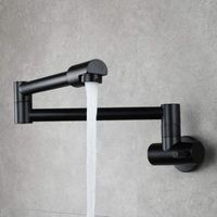 CCYKXA Pull Down Kitchen Faucet Wall Mounted, Kitchen Sink Mixer Tap Multi-Function Cold Water Tap Nozzle 360 Swivel Kitchen Faucets-Black