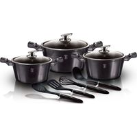Berlinger Haus Carbon Pro Batterie de Cuisine à Induction 10 Pièces Aluminium Antiadhésif sans PFOA Gris