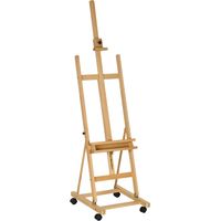 Caballete de Pintura Plegable 238 cm con Ruedas Altura Ajustable Bandeja Natural