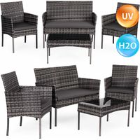 Technorattan Garden Furniture Set for 4 - Grey, Tempered Glass