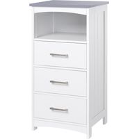 kleankin Mobiletto Bagno con 3 Cassetti e Ripiano Aperto in MDF Bianco