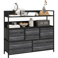 HOMCOM Bedroom Chest of Drawers 5 Drawer Dresser w/ Shelves, Black