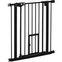 Cancelletto per Cani Estensibile con Fissaggio a Pressione e Chiusura Automatica, 68x76.2 cm, Nero