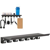 Petites Etagere Murale Noire, Petite Étagère Murale Etagere Noir, Tablette Étagère Flottante Murales Suspendue pour Salle de Bain Chambre à Couche Cuisine Bureau, 38 cm