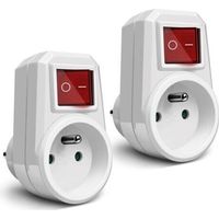 Extrastar Electrical Sockets with Switch, 1 in 1 Electric Wall Plug, Electric Wall Socket Ideal for Bedroom Home Office, 16A, 230V White, Pack of 2
