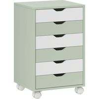 Mobiler Aktenschrank mit 6 Schubladen und geräuschlosen Rollen für Büro/Zuhause – Grün