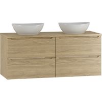 Doppelwaschtisch 120cm Viggo mit 4 Schubladen, Holzoptik